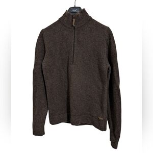 Eastern Mountain Sports Wool Blend Dark Brown Knit Half Zip Sweater Men's Large